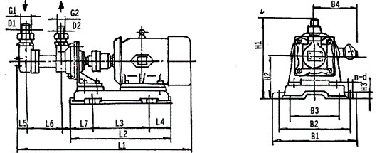   3G25×4、3G36×4型船用三螺桿泵外形及安裝尺寸